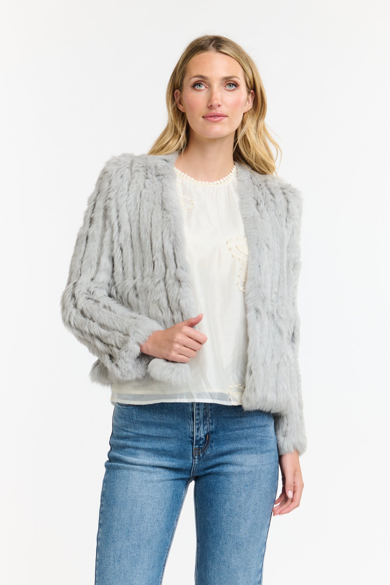 365 Days Fur Cropped Jacket - Silver - Presence Hamilton