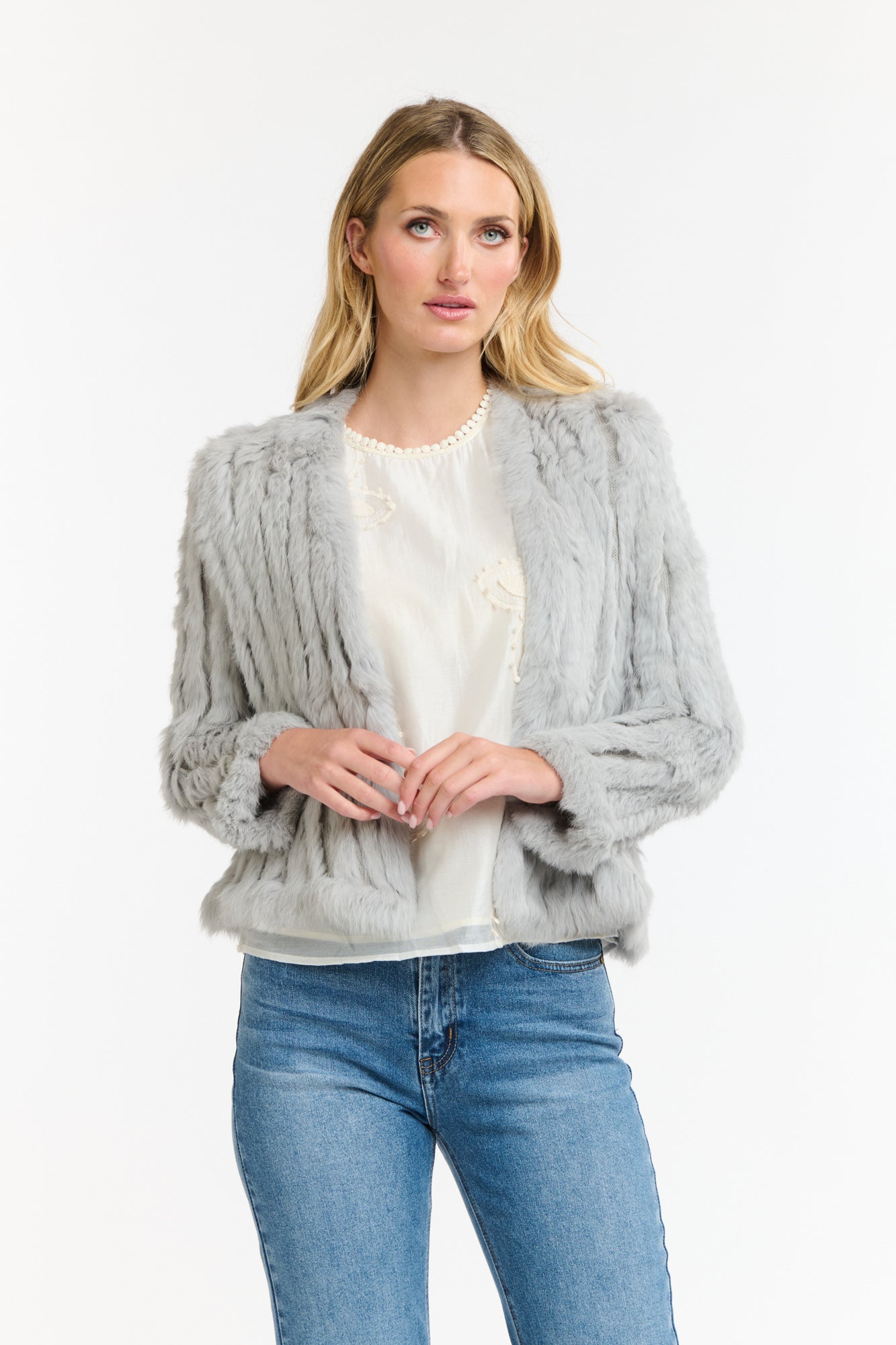 365 Days Fur Cropped Jacket - Silver - Presence Hamilton