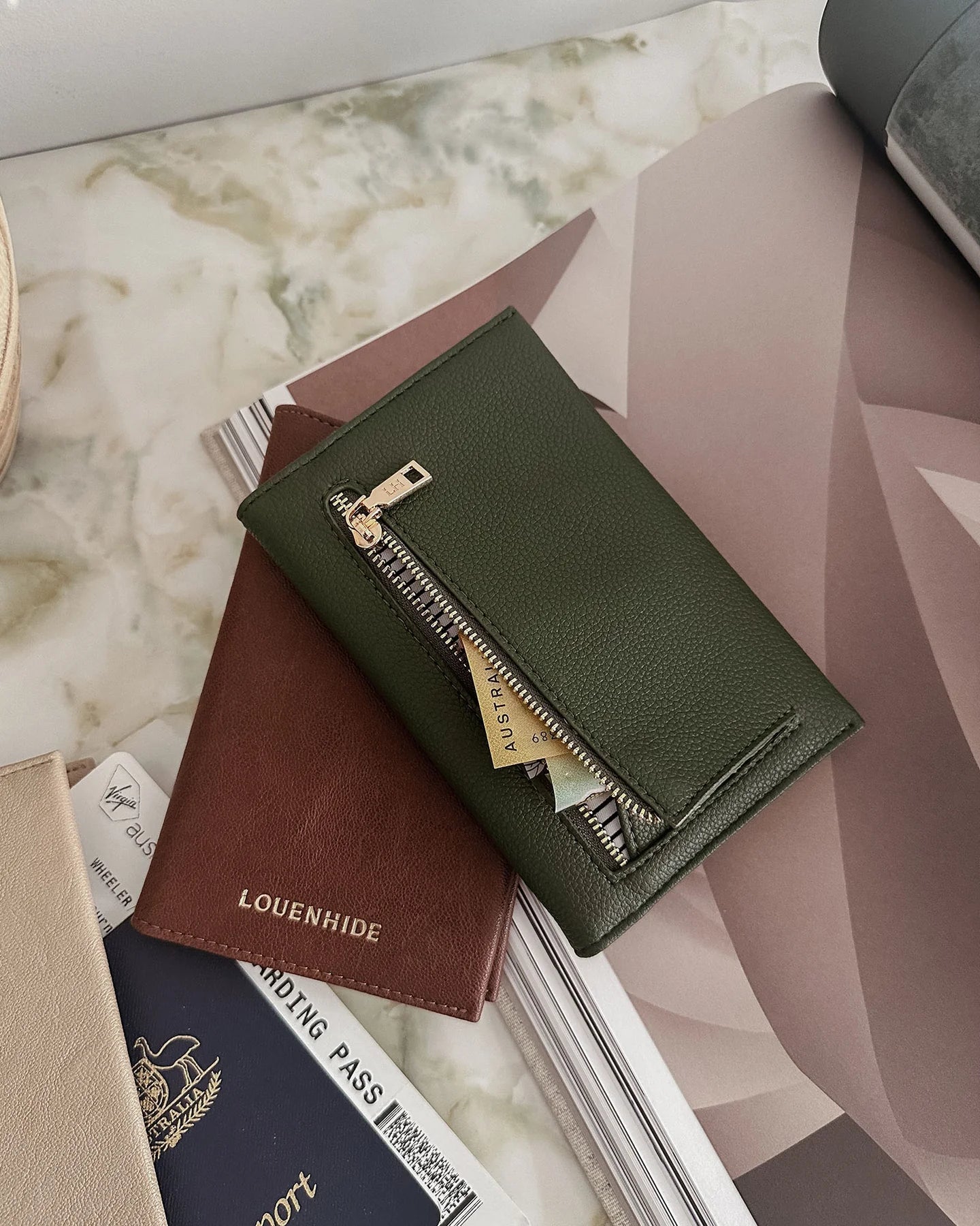 Venice Passport Holder- Olive