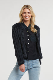 365 Days Fur Cropped Jacket - Midnight Navy - Presence Hamilton