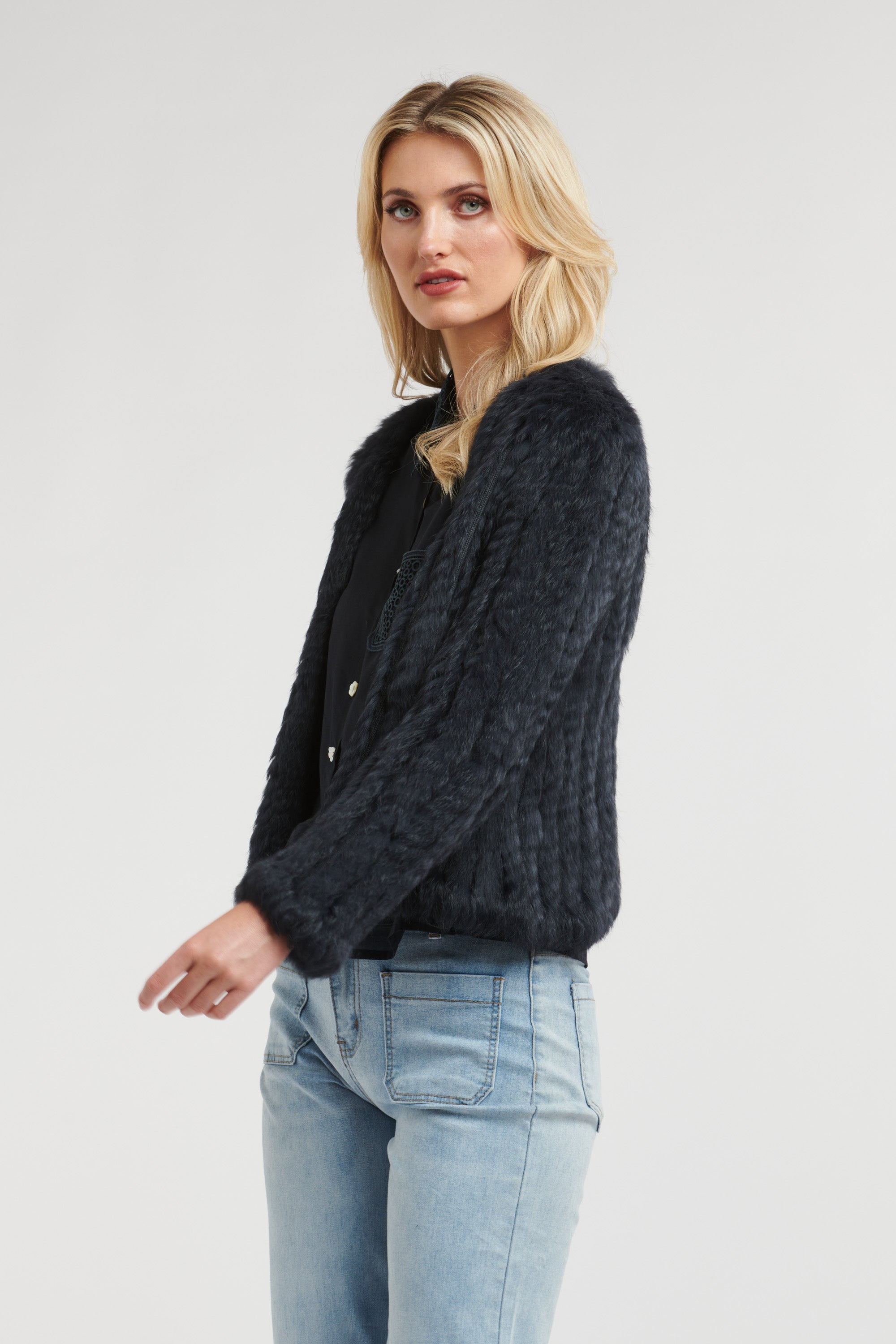 365 Days Fur Cropped Jacket - Midnight Navy - Presence Hamilton