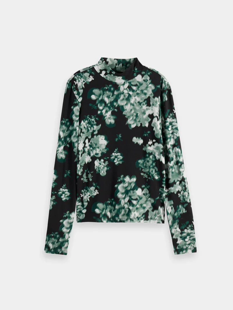 Printed Mock Neck