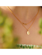 Mix CZ Coin Necklace- Gold Plated
