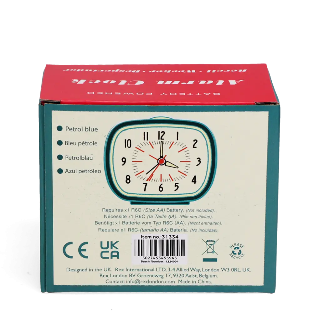 Retro Alarm Clock-Petrol Blue