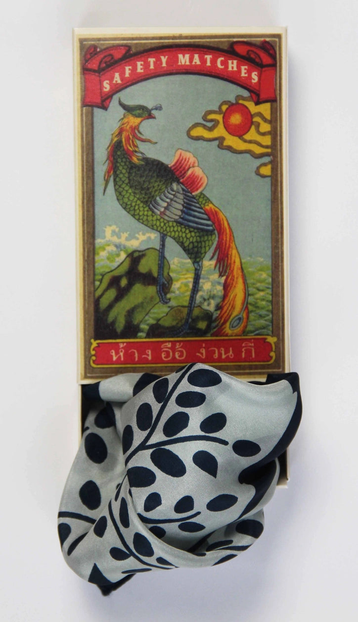 Mini Peace & Love Marine Navy Silk Scarf