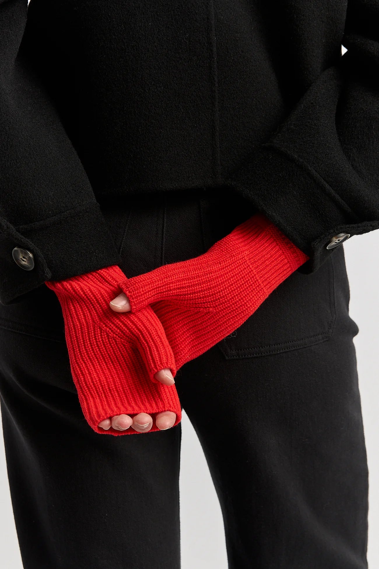 Fine Rib Open Mitten- Poppy - Presence Hamilton