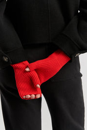 Fine Rib Open Mitten- Poppy - Presence Hamilton