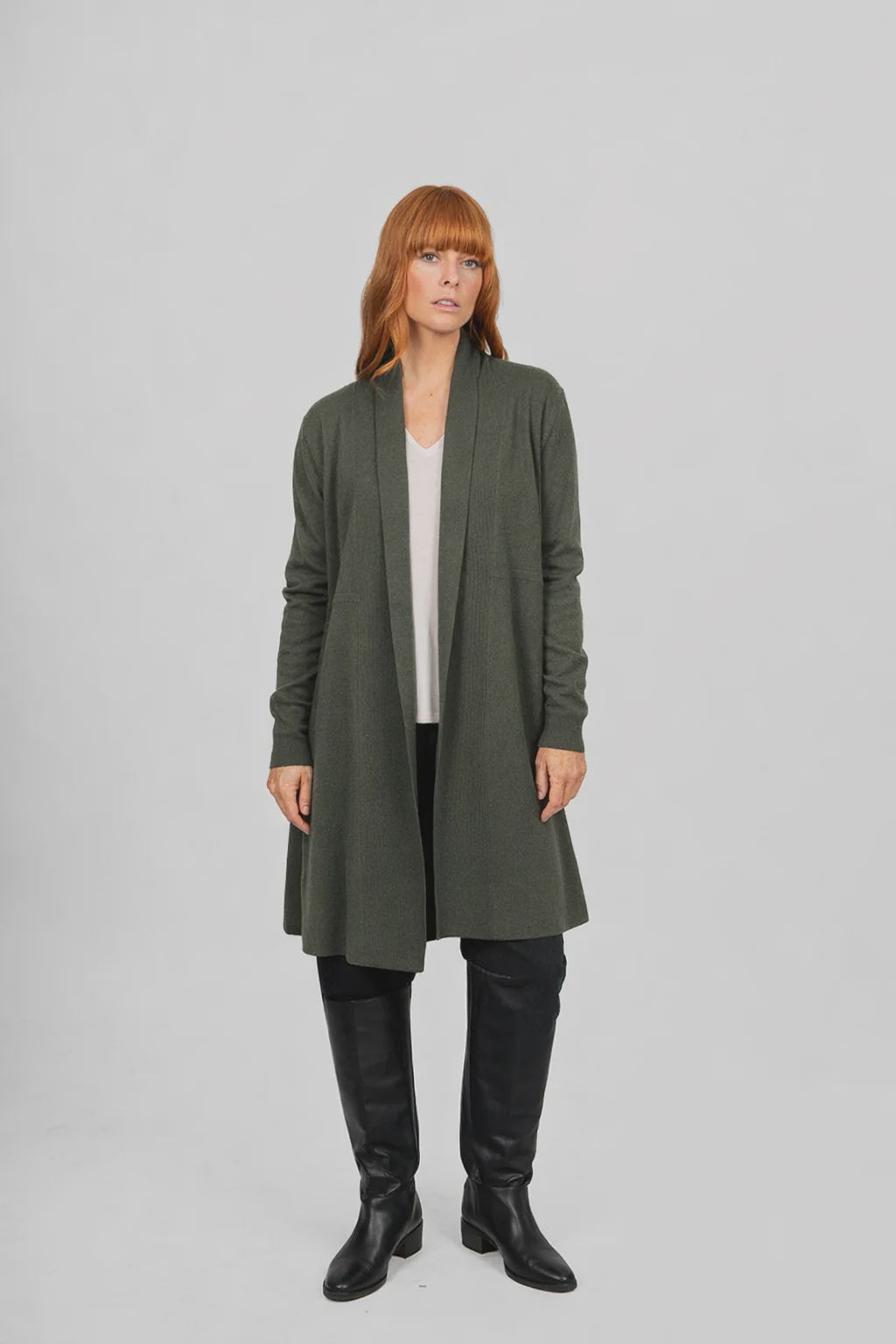 Emily Edge To Edge Cardi -Olive - Presence Hamilton