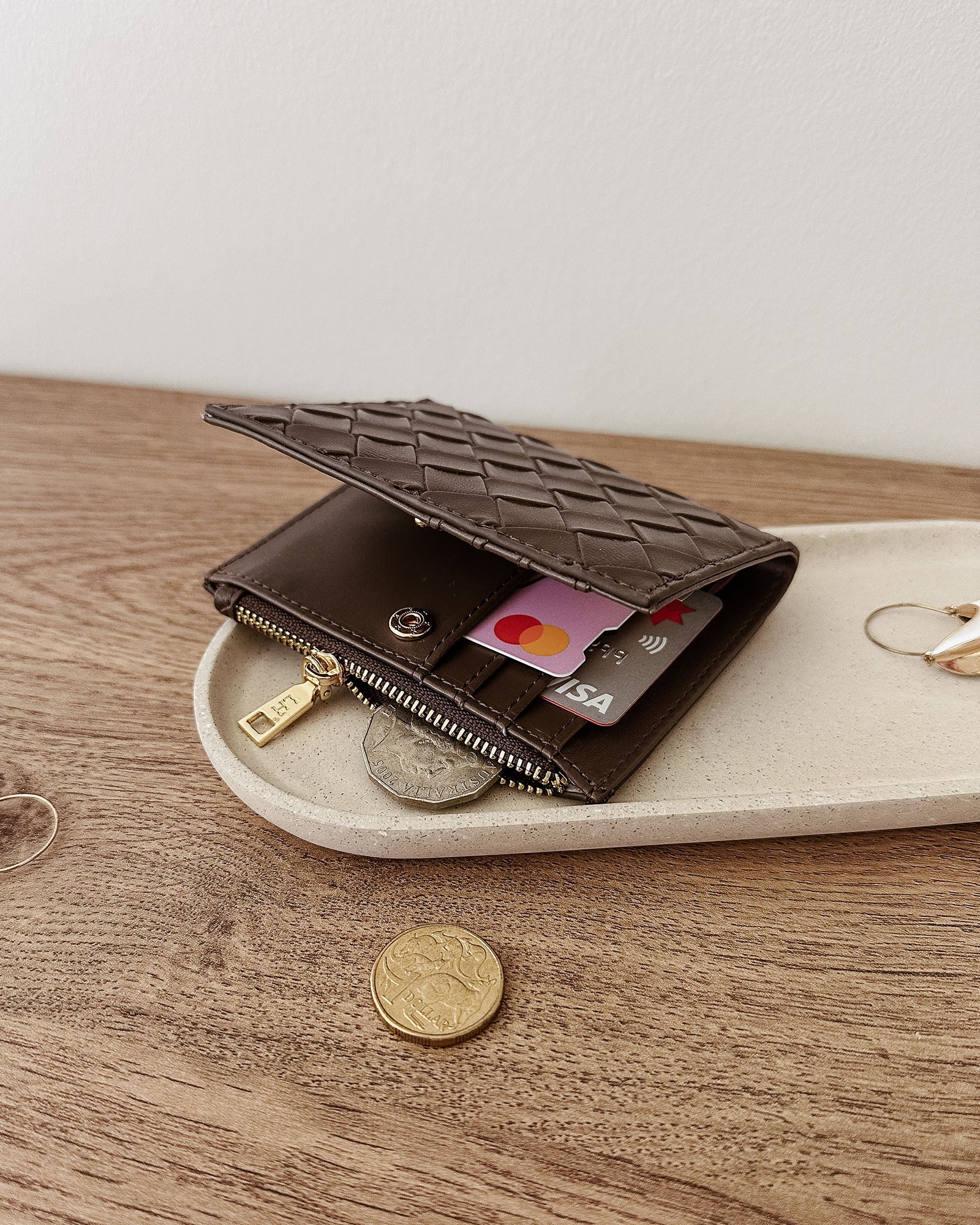 Lilly Woven Wallet- Chocolate - Presence Hamilton