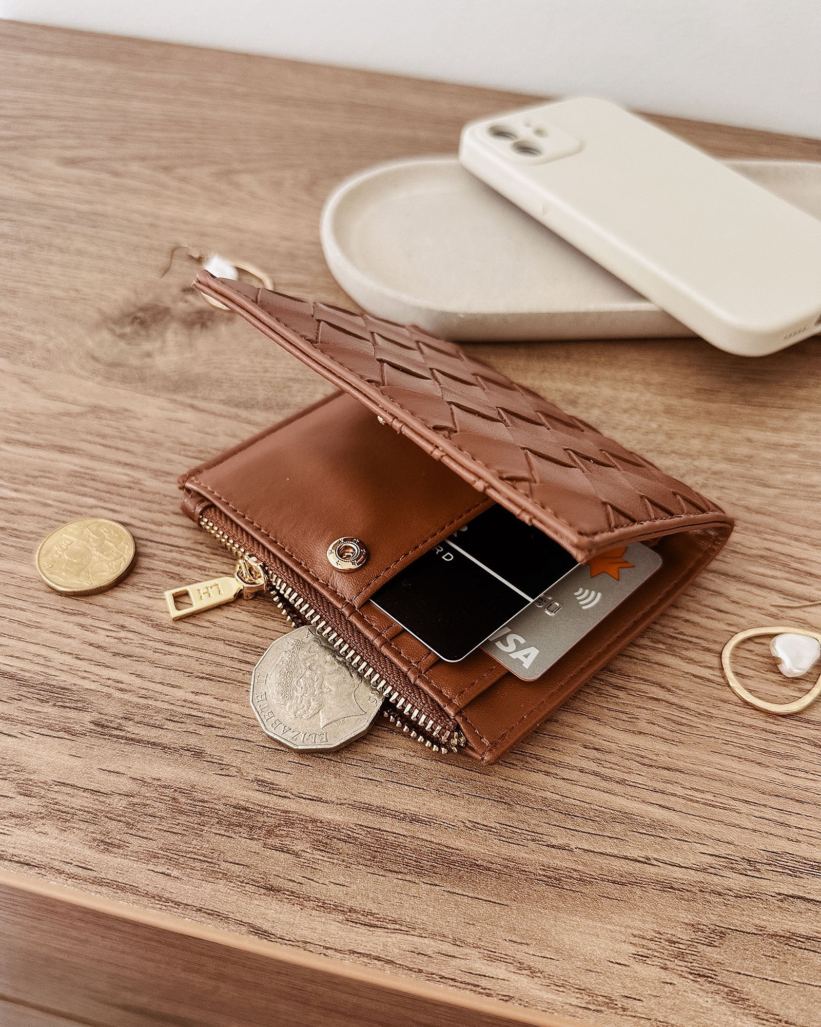 Lilly Woven Wallet- Tan - Presence Hamilton