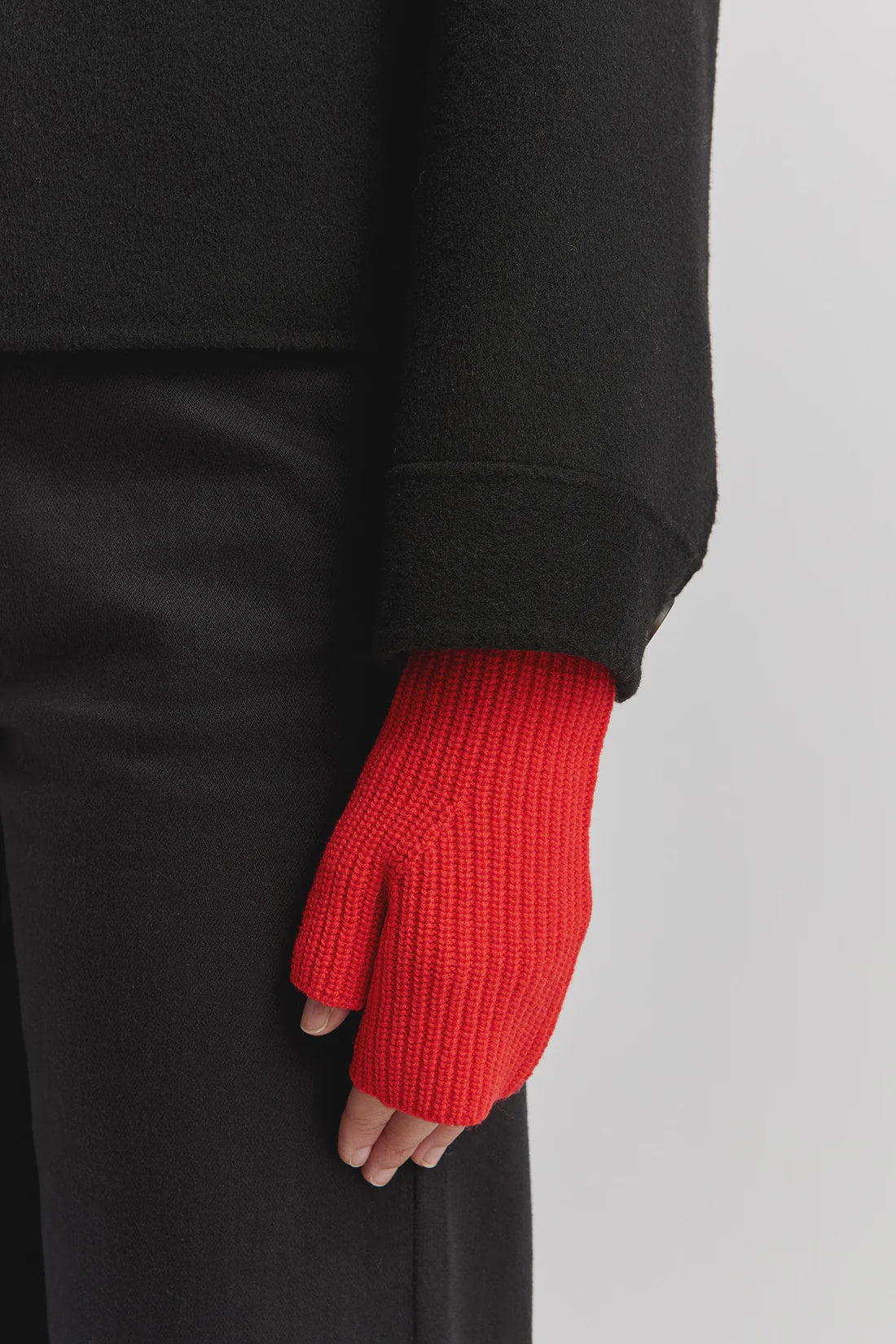 Fine Rib Open Mitten- Poppy - Presence Hamilton