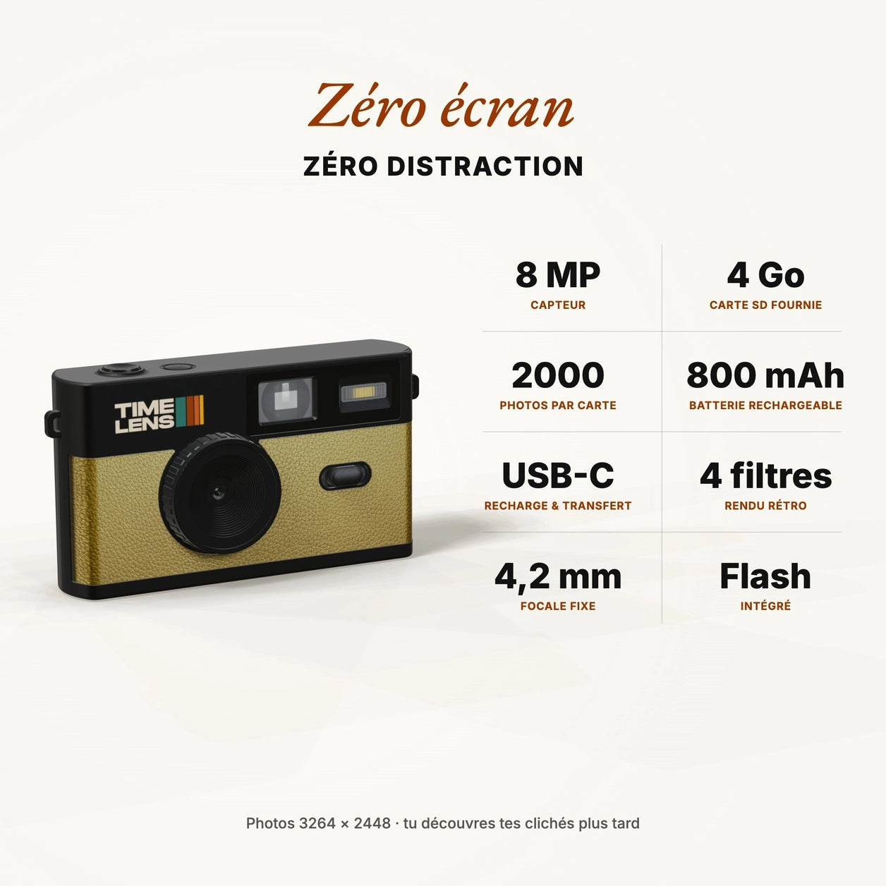 Timelens Digital Camera- Pop Edition 80's Gold