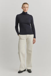 Turtle Neck Merino Tee- French Navy - Presence Hamilton
