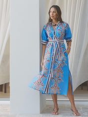Robe Dress - Blue Deco Stripe