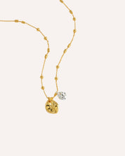Triple Beaded Chain & Molten Pebble Necklace