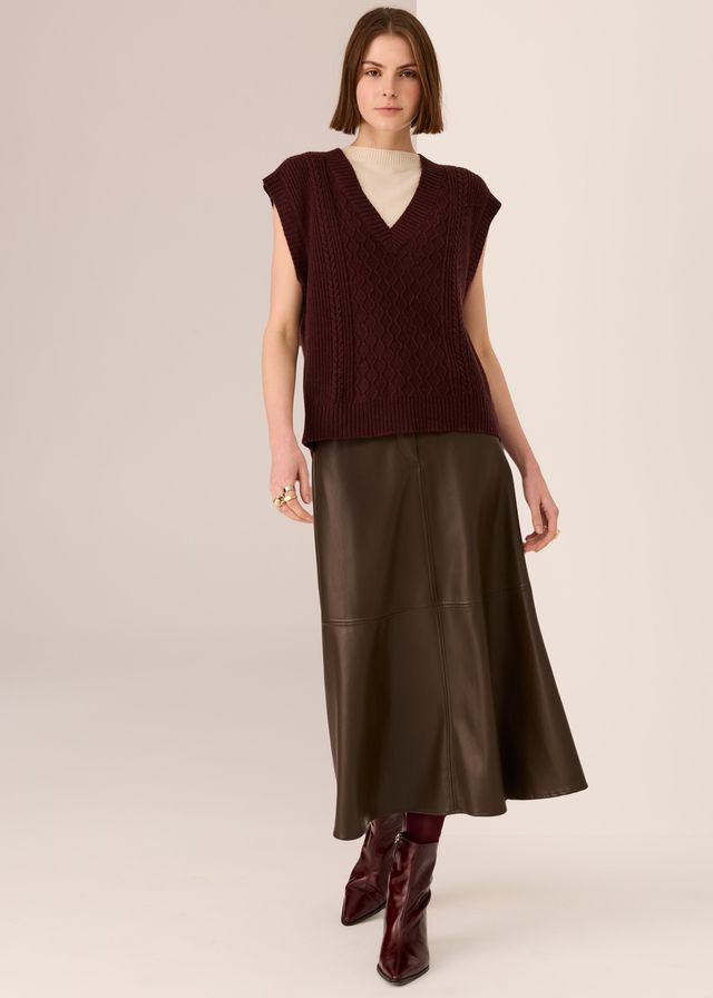 Loren Cable Vest - Merlot - Presence Hamilton