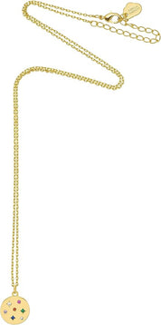 Mix CZ Coin Necklace- Gold Plated