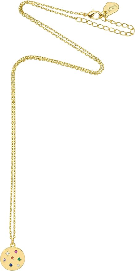 Mix CZ Coin Necklace- Gold Plated