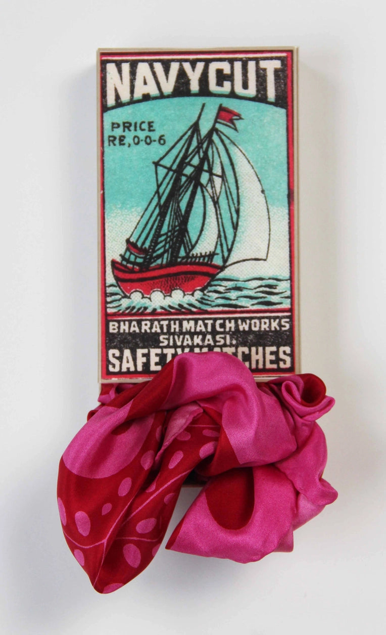 Mini Peace & Love Fuchsia Silk Scarf