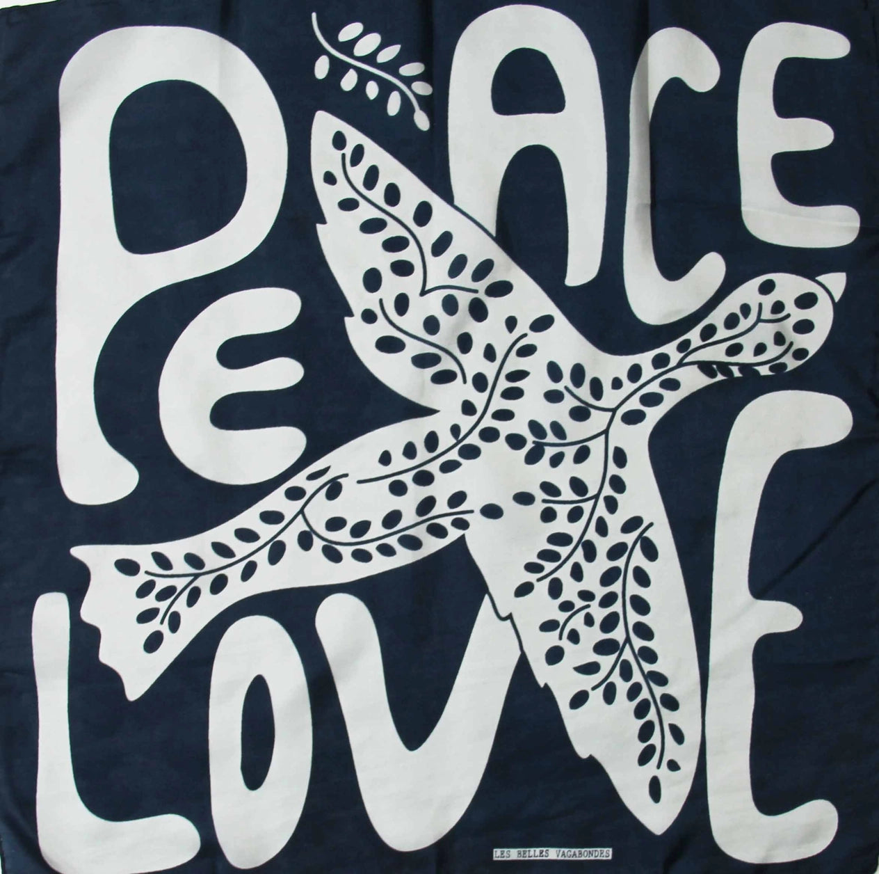Mini Peace & Love Marine Navy Silk Scarf - Presence Hamilton