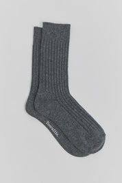 Ribbed Merino Socks-Zinc - Presence Hamilton