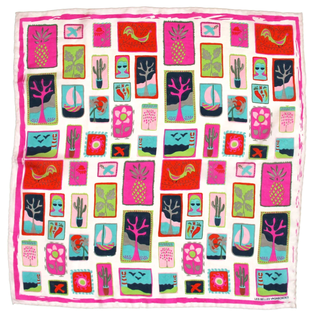 Mini Postcard Fuchsia Silk Scarf - Presence Hamilton