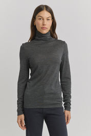 Turtle Neck Merino Tee- Charcoal - Presence Hamilton