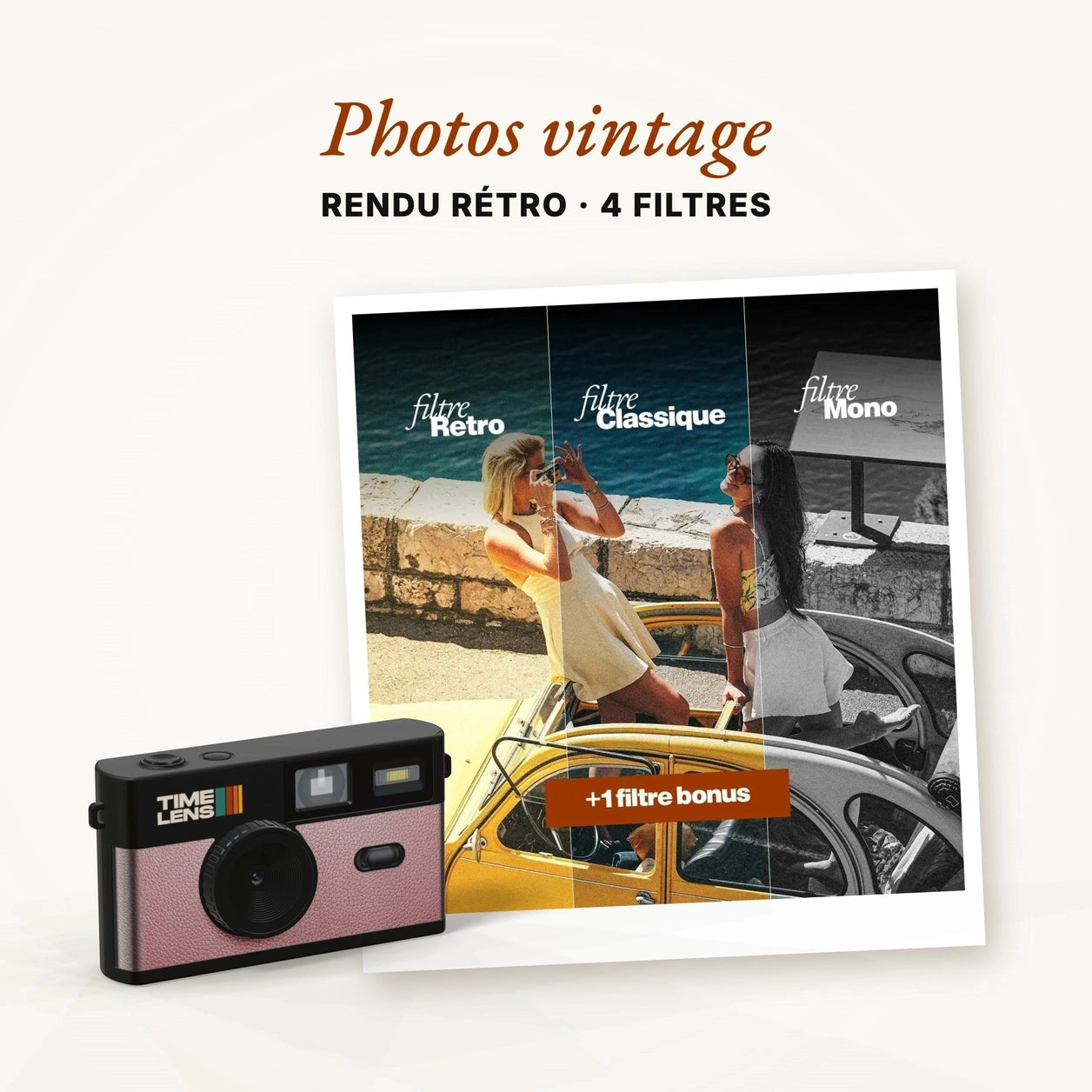 Timelens Digital Camera- Pop Edition 80s Pink Gold