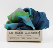 Mini Sakura Blue Silk Scarf - Presence Hamilton
