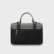 The Medium Satchel- Black & White Dogstooth