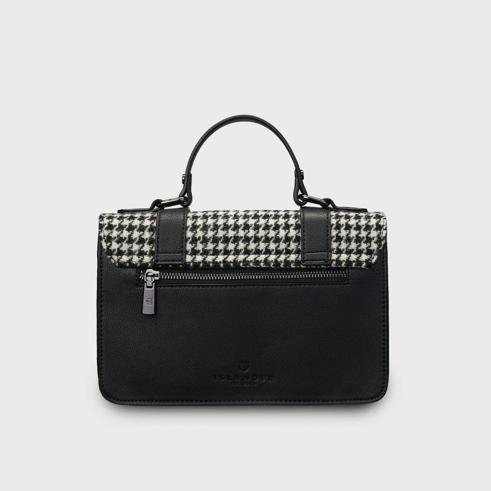 The Medium Satchel- Black & White Dogstooth