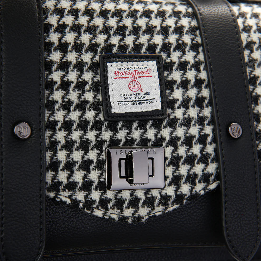 The Medium Satchel- Black & White Dogstooth