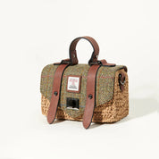 The Mini Straw Satchel-Chestnut Herringbone