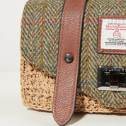 The Mini Straw Satchel-Chestnut Herringbone