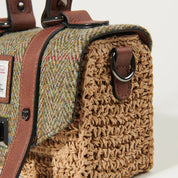 The Mini Straw Satchel-Chestnut Herringbone