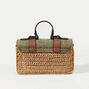 The Mini Straw Satchel-Chestnut Herringbone