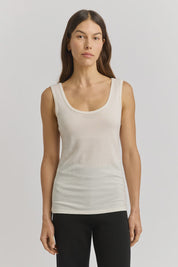 Scoop Neck Merino Tank - Warm White - Presence Hamilton