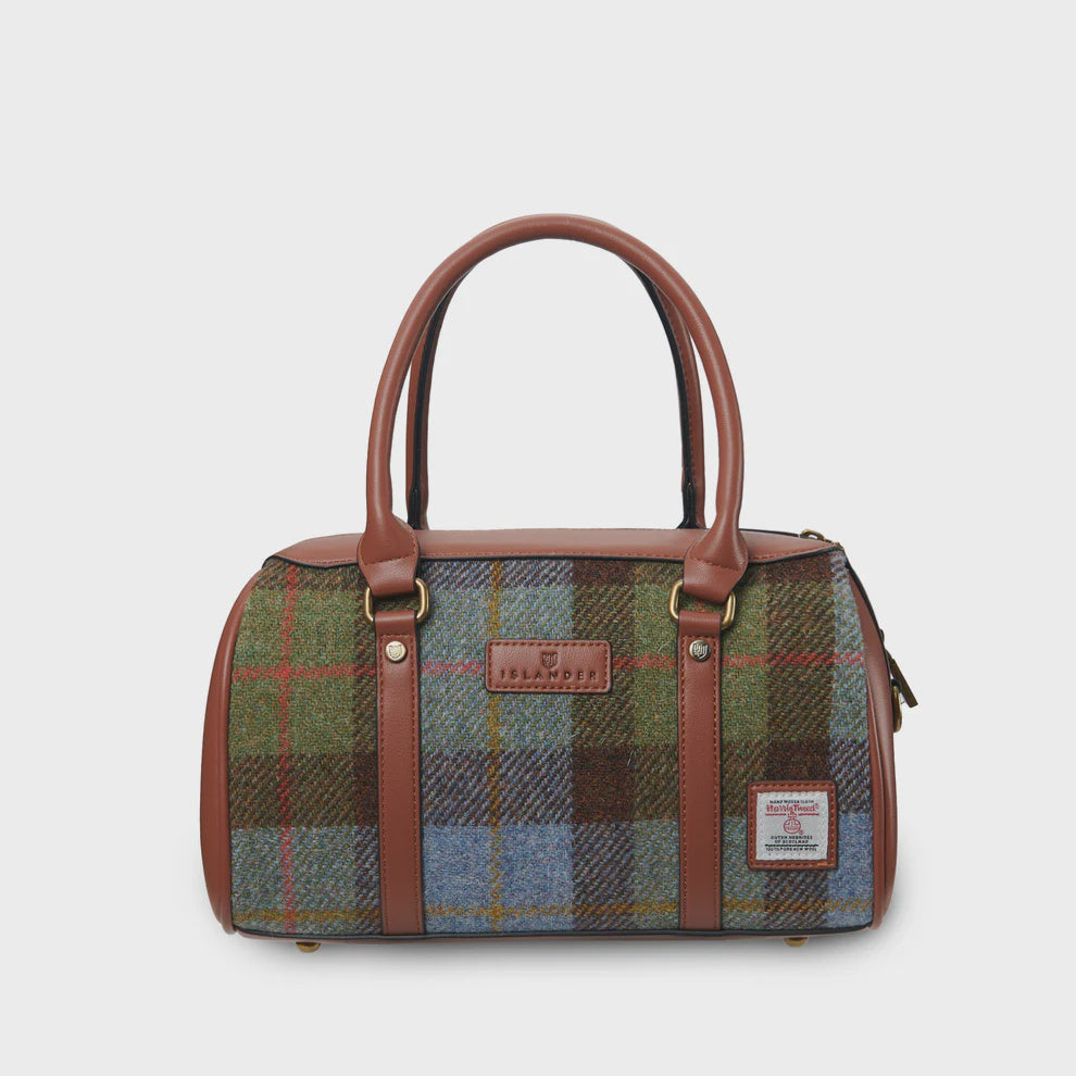 The Medium Duffel-Chestnut & Blue Tartan