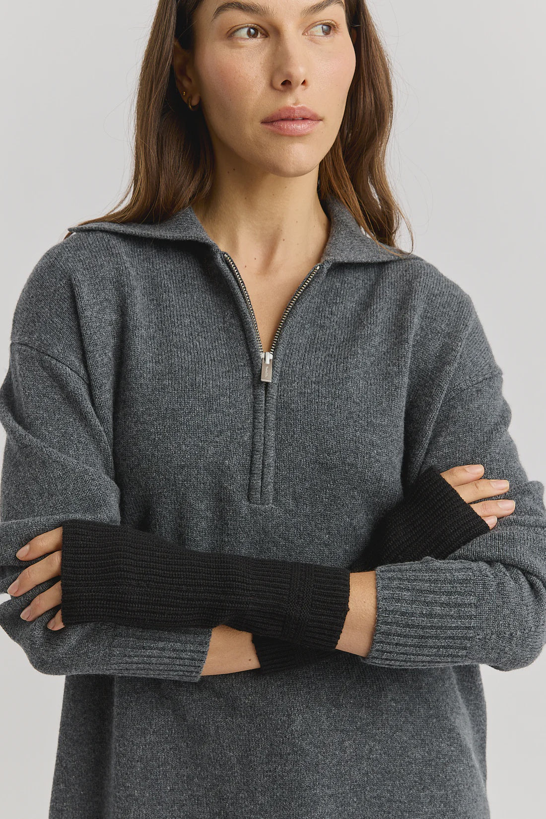 Fine Rib Open Mitten- Black - Presence Hamilton