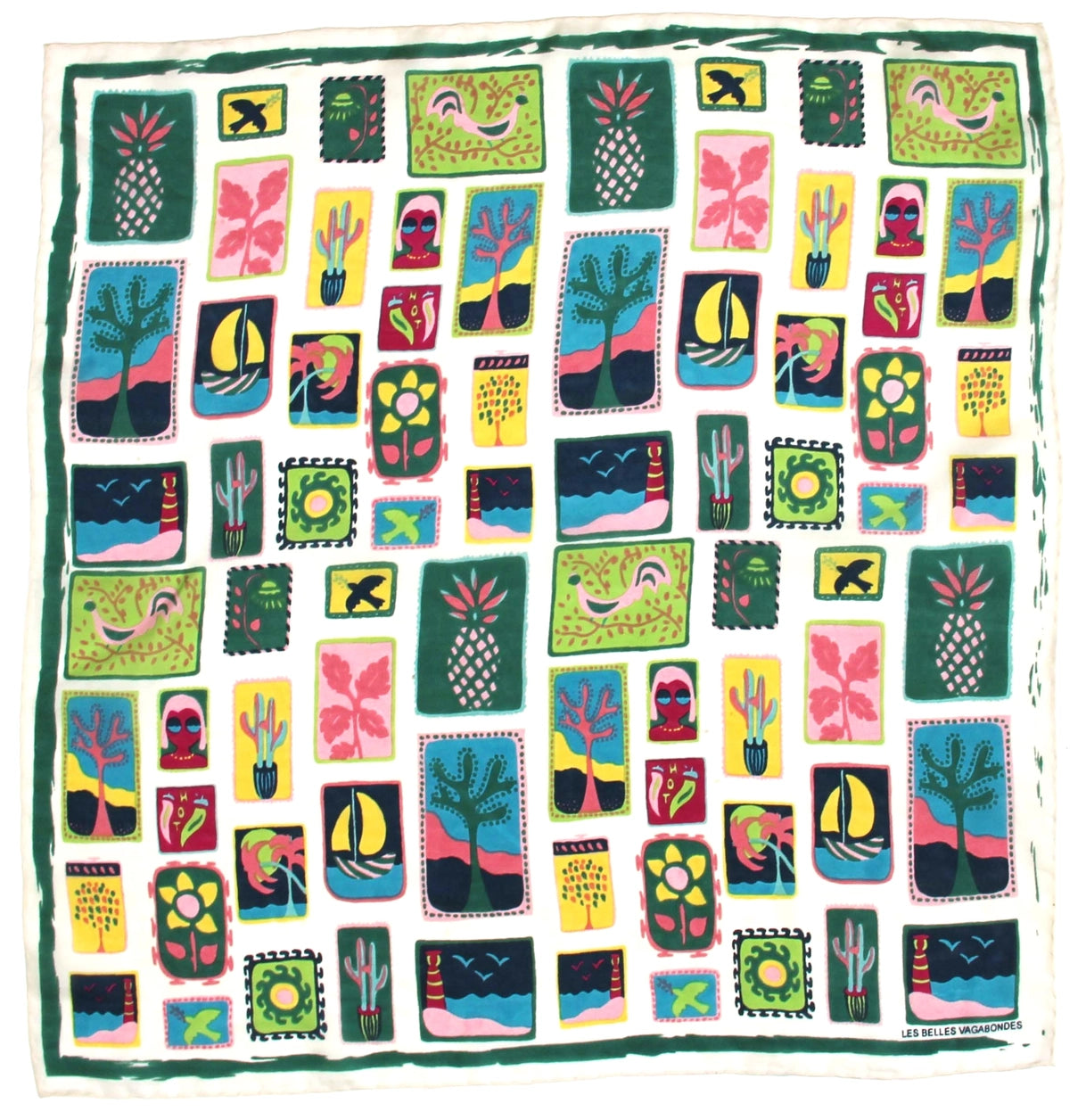 Mini Postcard Green Silk Scarf - Presence Hamilton