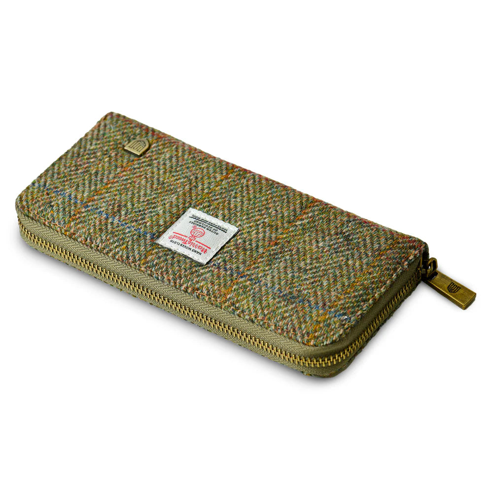 The Long Zip Purse -Chestnut Herringbone - Presence Hamilton