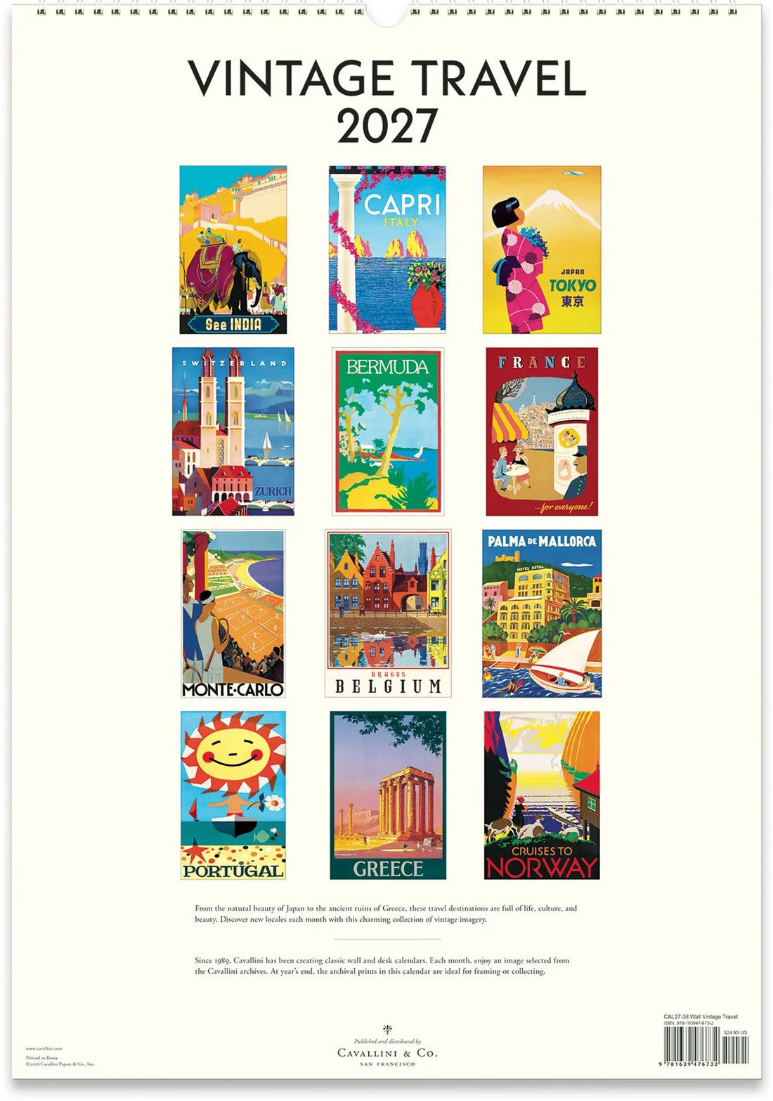 Wall Calendar - Vintage Travel - Presence Hamilton