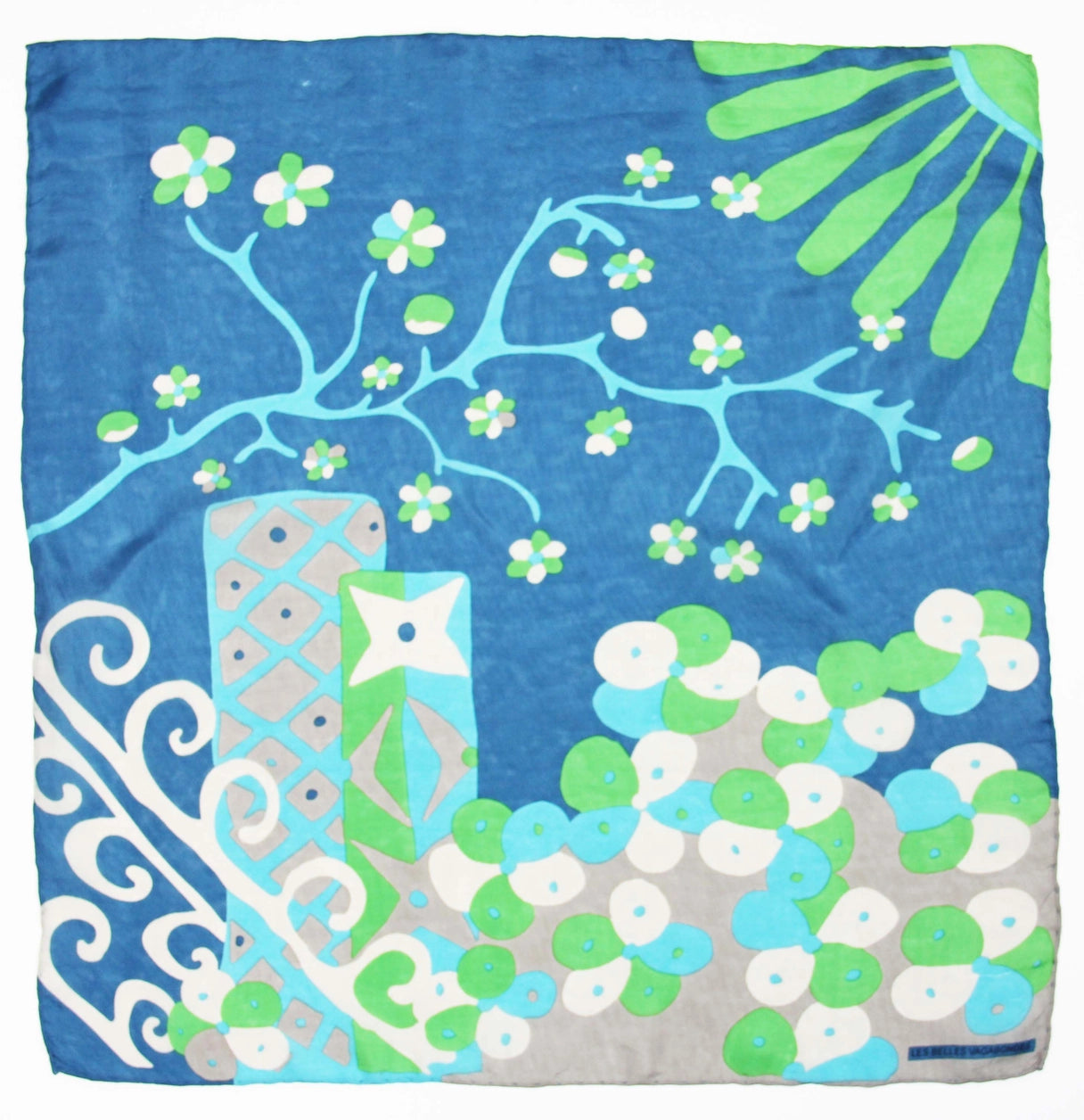Mini Sakura Blue Silk Scarf - Presence Hamilton