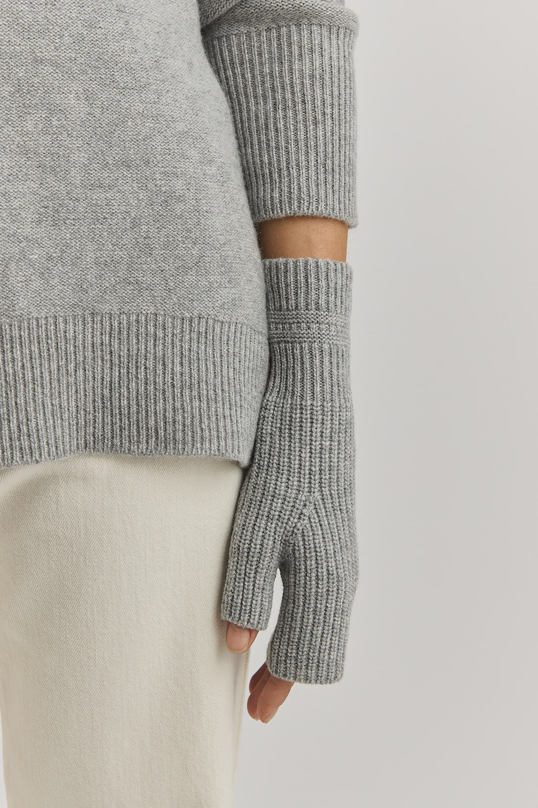 Fine Rib Open Mitten-Light Ash - Presence Hamilton