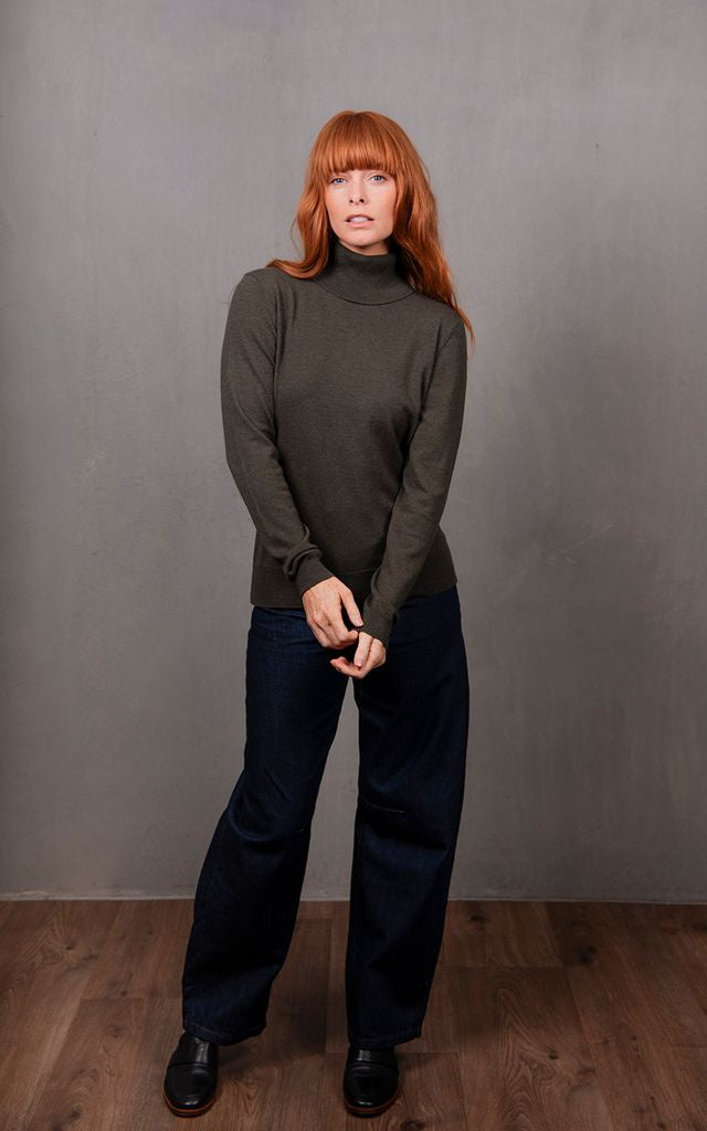 Rosie Roll Neck Pullover - Olive - Presence Hamilton