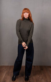 Rosie Roll Neck Pullover - Olive - Presence Hamilton