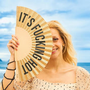 Hand Fan w/Gift Box - Gold Glitter "It's F*cking Hot"