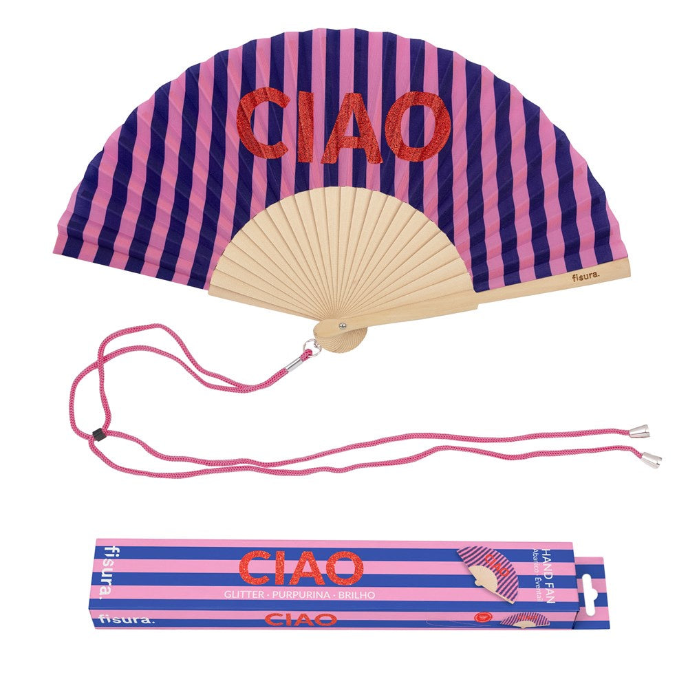Hand Fan w/Gift Box  Glitter "Ciao"