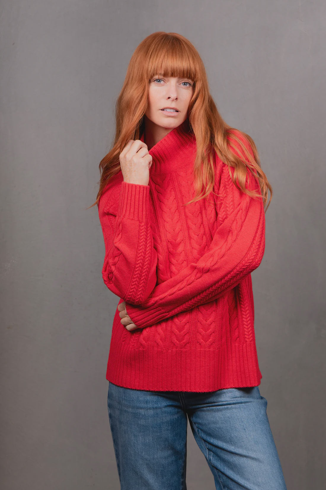 Cable Raglan Pullover -Cayenne - Presence Hamilton