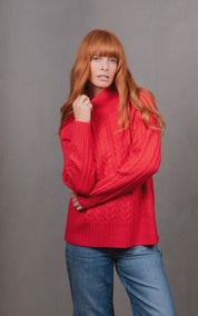 Cable Raglan Pullover -Cayenne - Presence Hamilton